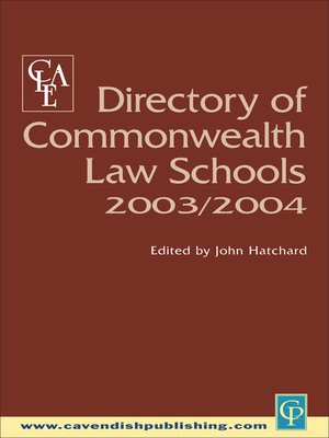 cover image of Directory of Commonwealth Law Schools 2003-2004